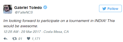 SK战队的fallen选手表示对印度之行充满期待