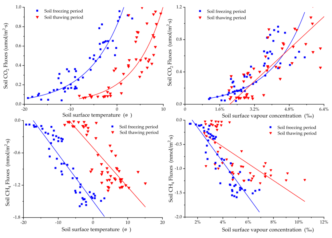 2018–2019年大兴安岭北部近地表土壤冻融期森林土壤CO2和CH4通量