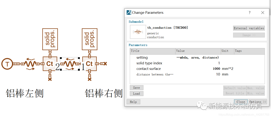 Amesim仿真实例教程——热传导基础案例：导热铝棒的图13