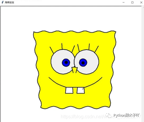 turtle库入门案例:python一键画出海绵宝宝小可爱!