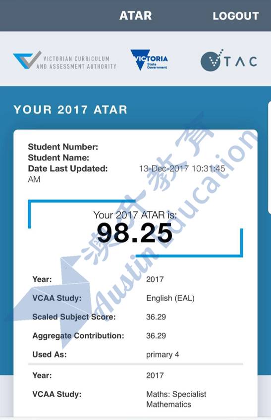 atar vce results