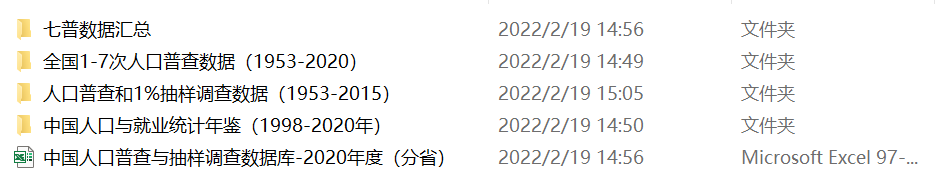 第一至七次全國人口普查資料