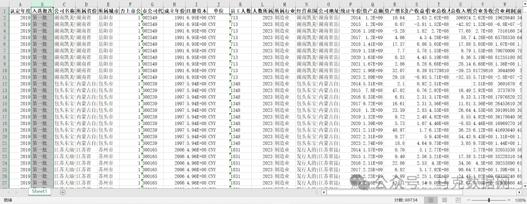 专精特新小巨人-财务面板数据