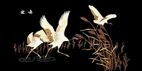 东营芦苇工艺师在传统芦苇画的工艺基础上结合麦杆画的工艺技巧研制