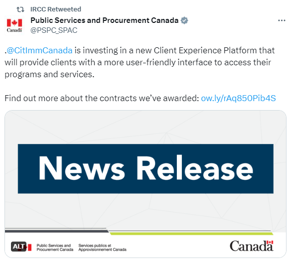 加拿大政府宣布将投资升级客户体验平台(Client Experience Platform)