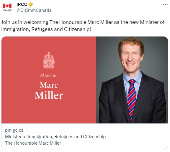 加拿大移民部长换人，Marc Miller上任！