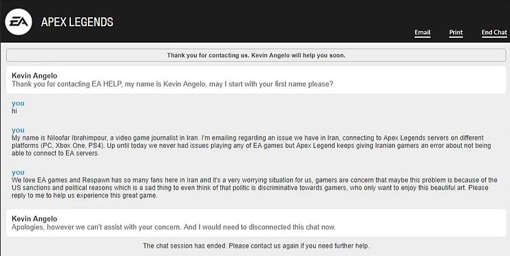 《Apex英雄》和《聖歌》封鎖伊朗IP，伊朗玩家互聯網發聲求援 遊戲 第3張