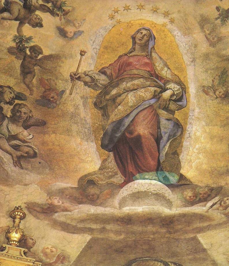 卡尔迪《圣母升天》(c1612),穹顶壁画,现存罗马圣母玛利亚大教堂