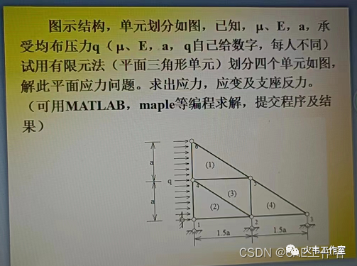 【有限元分析】matlab平面三角形单元有限元分分析代码的图1