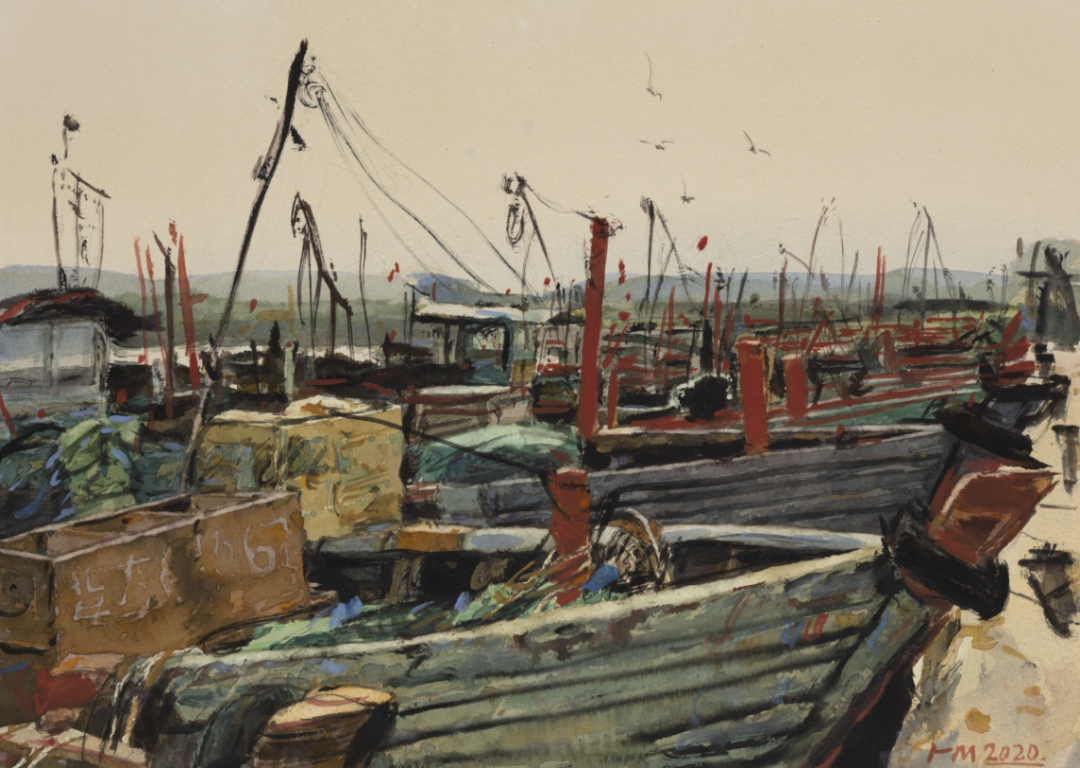 郭跃明《船系列之六 》38cmx54cm.png