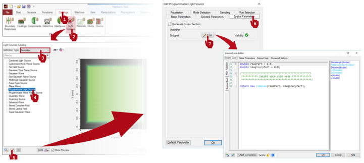 如何在VirtualLab Fusion中使用可编程光源及示例（高斯光束）的图8