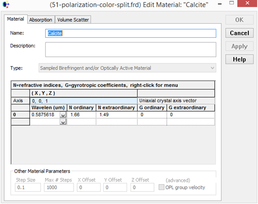 【FRED】双折射晶体偏振干涉效应的图2