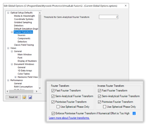 VirtualLab Fusion全局選項中的性能設(shè)置的圖9