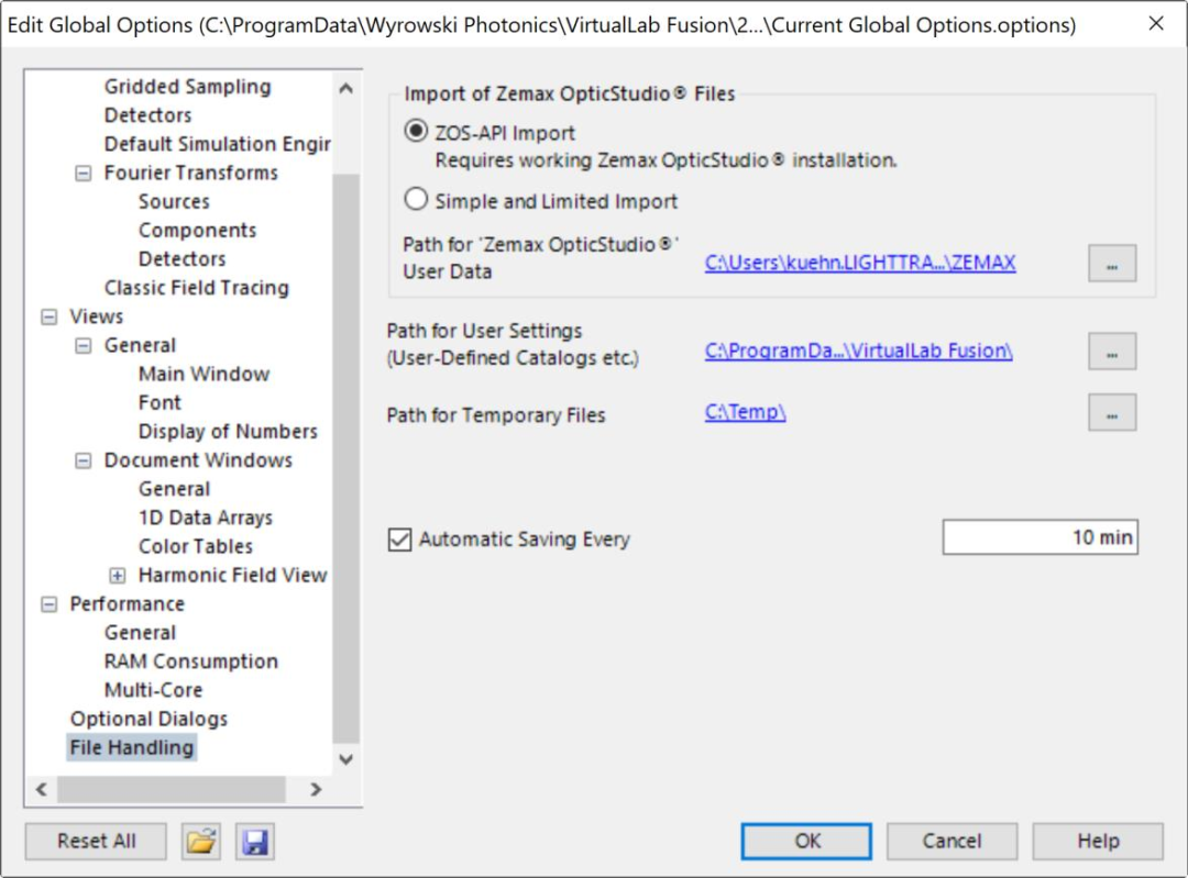 VirtualLab Fusion全局選項中的性能設(shè)置的圖8