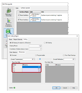 VirtualLab Fusion表面和光柵區域的通道配置的圖14