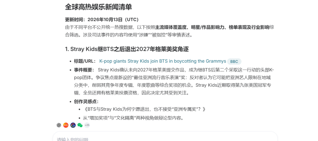 全球娱乐新闻清单