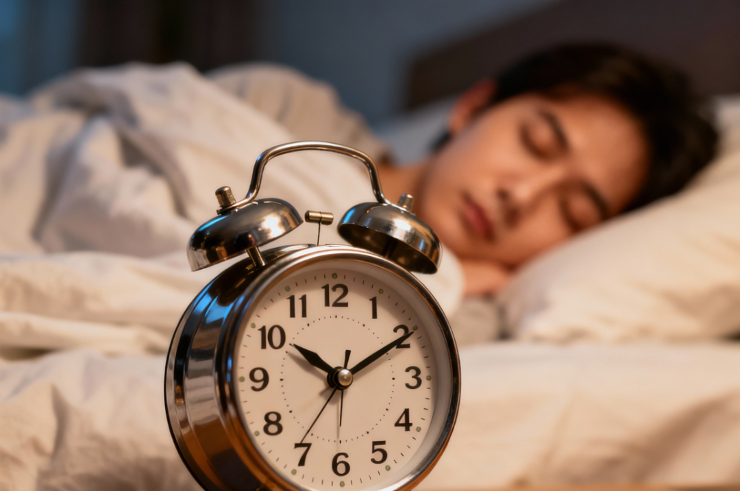 jimeng-2026-01-27-4514-前面是一个闹钟的清楚的特写 背景是一个虚化的人在睡觉.png
