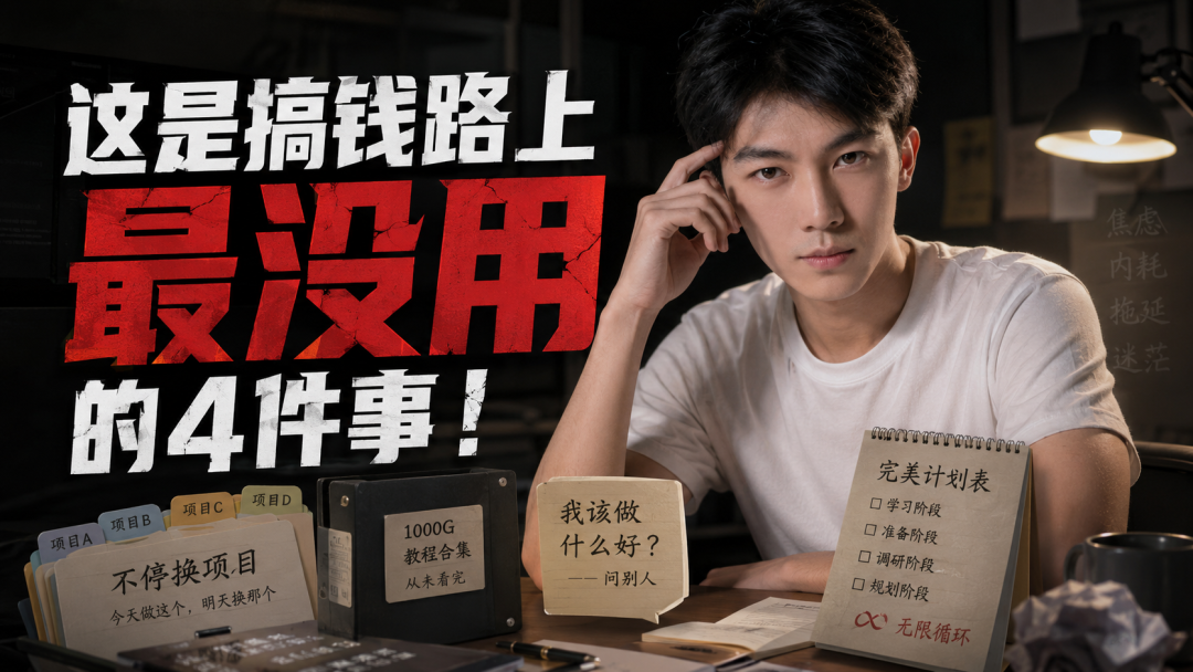 副业赚钱避坑指南：最没用的4个动作，别换项目别存教程别问别等