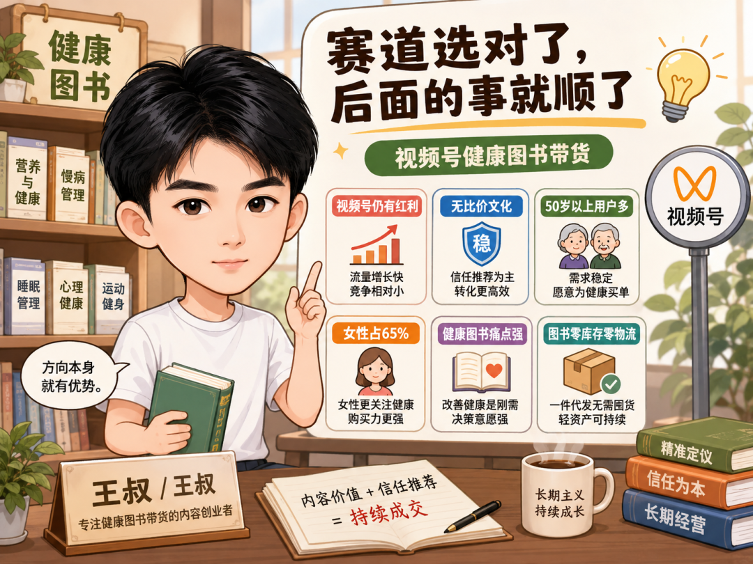视频号健康图书带货AI流水线 23天佣金5万 可复制副业方法