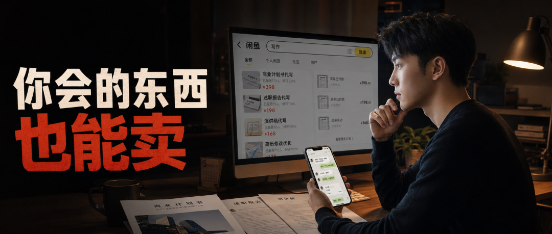 闲鱼代写商业计划书演讲稿兼职，AI辅助副业月入过万