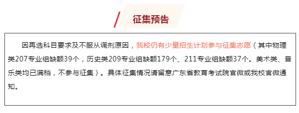 2022广东本科批这46所学校录取结果可查！缺额名单公布，公办仅24个缺额！