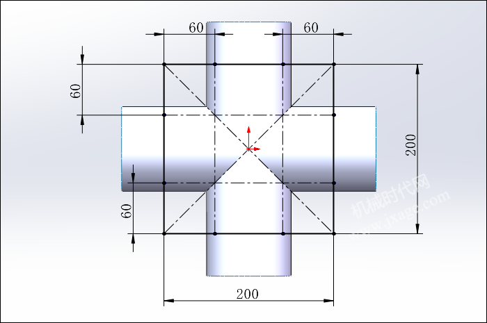 SolidWorks创建四通管，能否成功在于草绘的细节！的图6