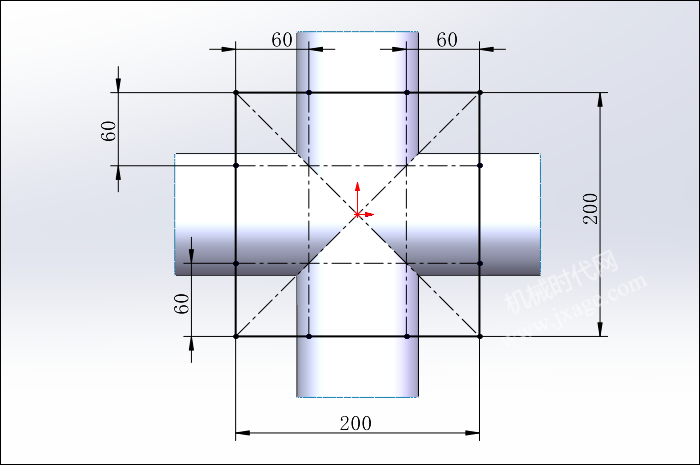 SolidWorks创建四通管,能否成功在于草绘的细节!的图6