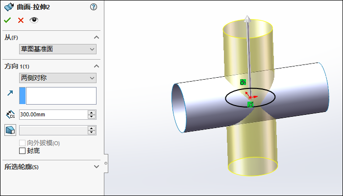 SolidWorks创建四通管，能否成功在于草绘的细节！的图5