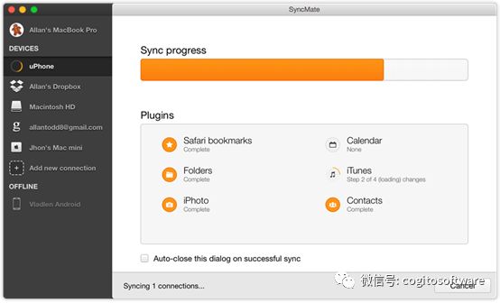 eltima SyncMate：Mac专用的神同步传输工具——多台设备，轻松同步各种数据：日历、提醒、联系人……