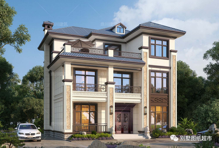 21款新中式三层别墅精美大气户型实用特别适合建在农村建