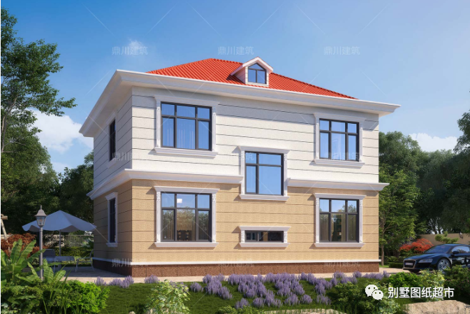 二层简欧小别墅二 层:起居厅,棋牌区域,卧室(附卫生间),卧室,书房