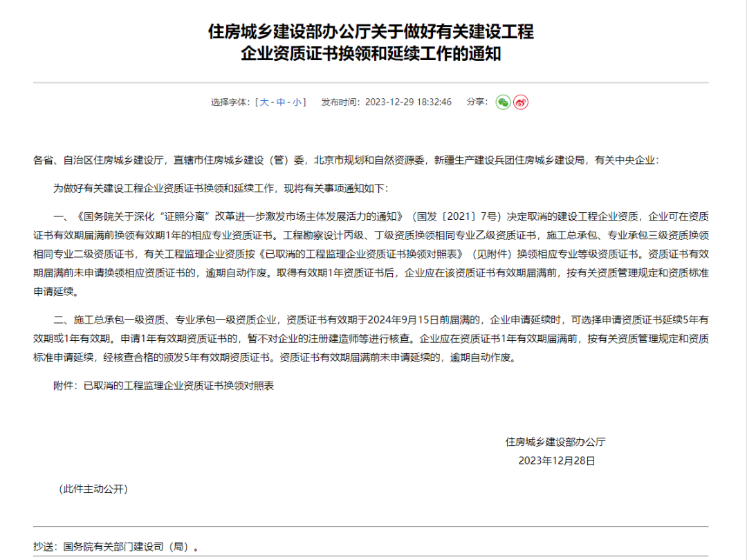住建部：建设工程企业资质“免费升级”，利好！ 第 2 张