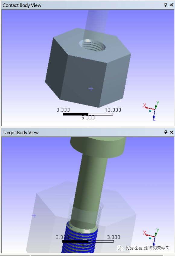 Ansys WorkBench “等强度”螺纹联接之内锥螺母静力分析的图6