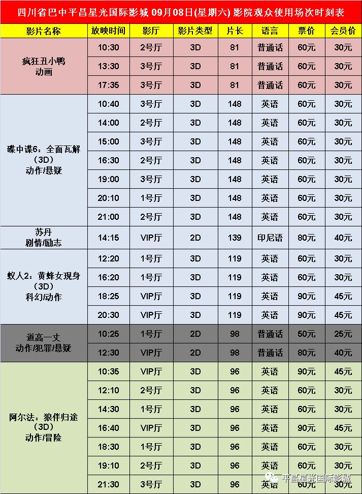9月8日电影时刻表订票电话 07 欢迎观影 O 平昌星光国际影城 微信公众号文章阅读 Wemp