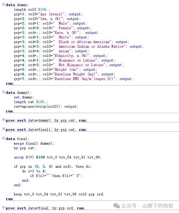 山脚下的蚂蚁： SAS编程案例