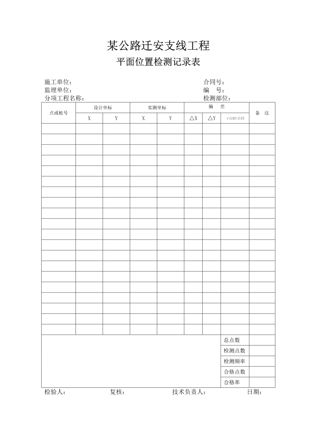 公路工程资料填写范例