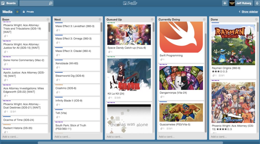 Trello 中的电影计划