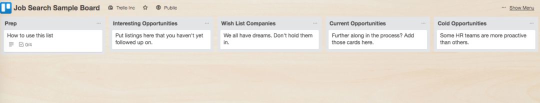 Trello 中的面试计划