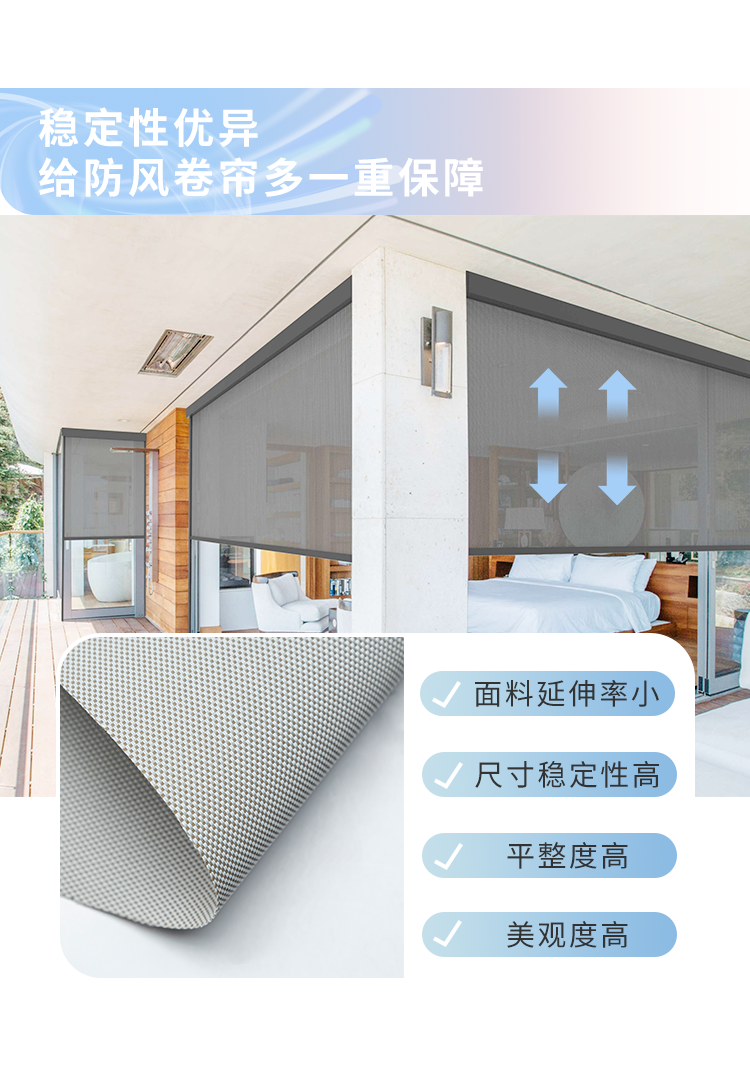 西大门软装|防风卷帘专用玻纤阳光面料，优异性能撑起遮阳防护伞！