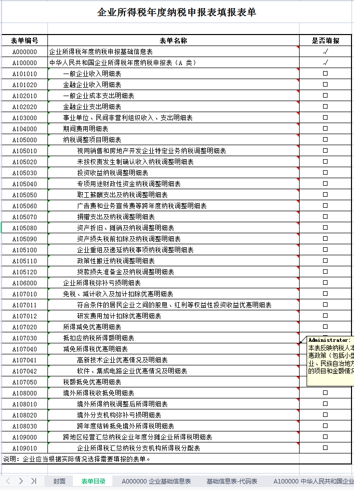 2024年企業(yè)所得稅匯算清繳全套申報表格式(帶公式),附填寫說明!