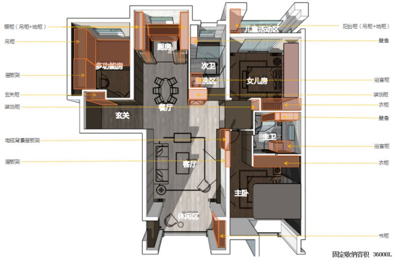 轻奢感十足的128平现代风三居室，爱的就是这个客厅