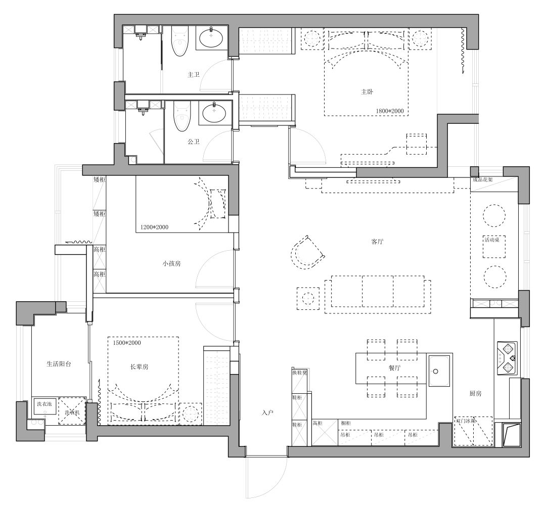 95㎡现代简约，再美的家，也不如你的陪伴