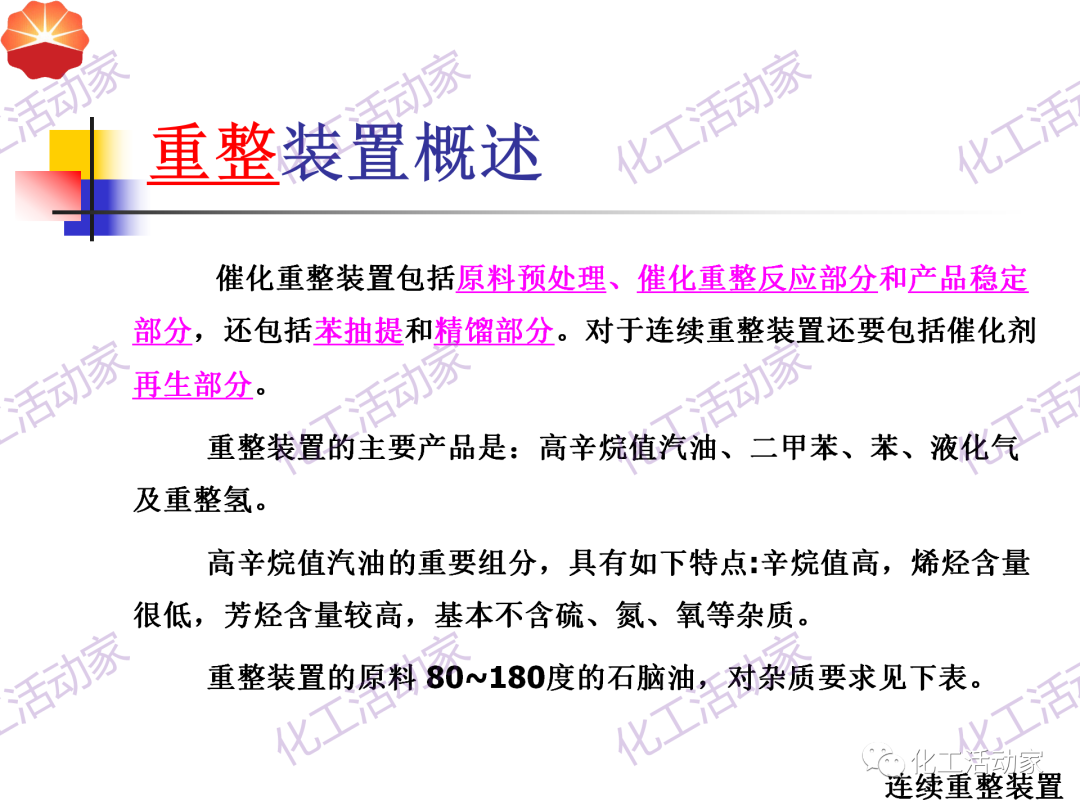 中石油PPT│130万吨/年连续重整装置工艺技术培训的图7