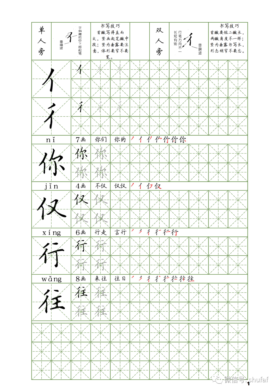 硬笔书法培训教材 60个偏旁部首大全写法字帖教程 一 神武4