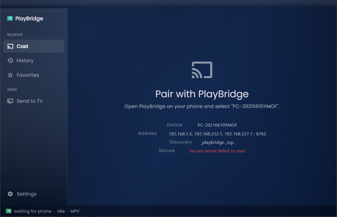 PlayBridge v0.7.0 电脑投屏电视 开源免费 win/mac-第1张图片-分享迷
