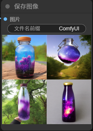 保存图像节点参数设置示意图，展示文件名前缀设置选项