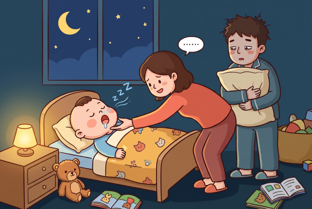 卡通儿童房夜景插画.png