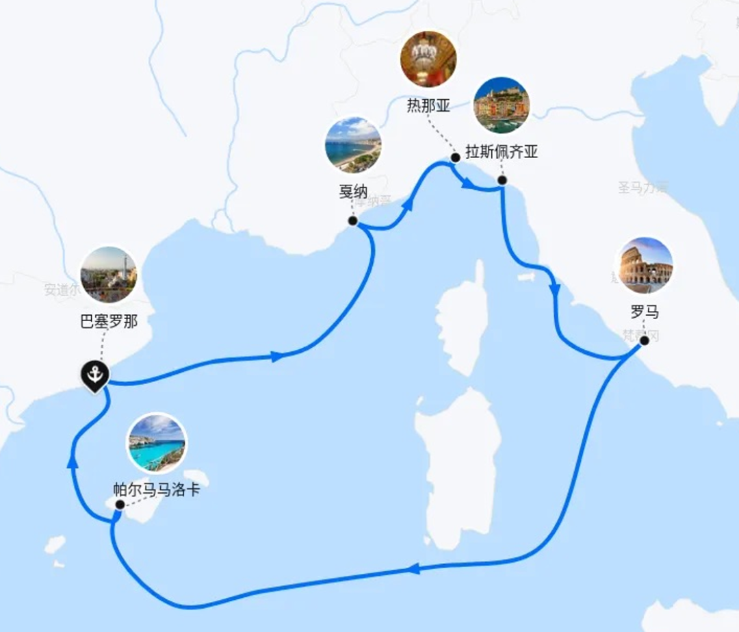 正国庆地中海法西意三国游轮8日 阳台房人均不到5000起