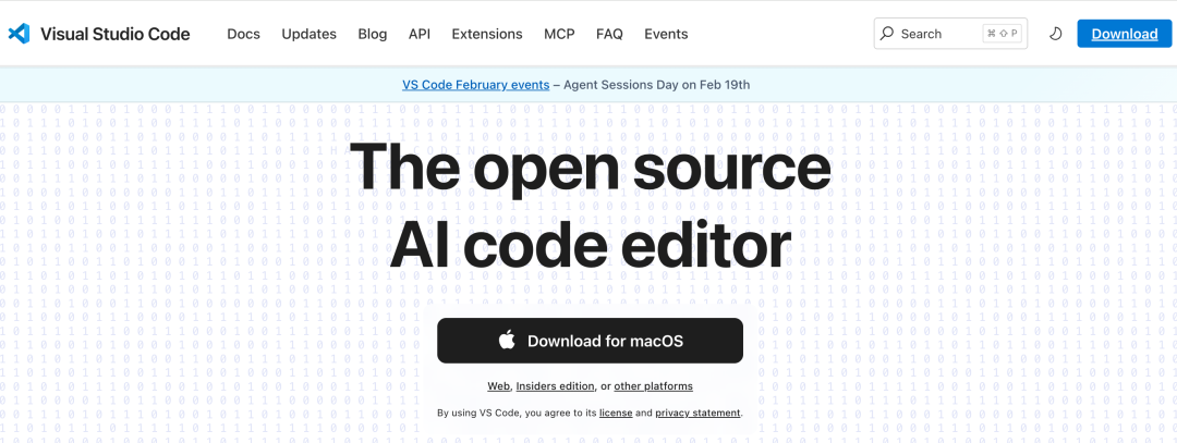 VS Code 官网下载页面截图