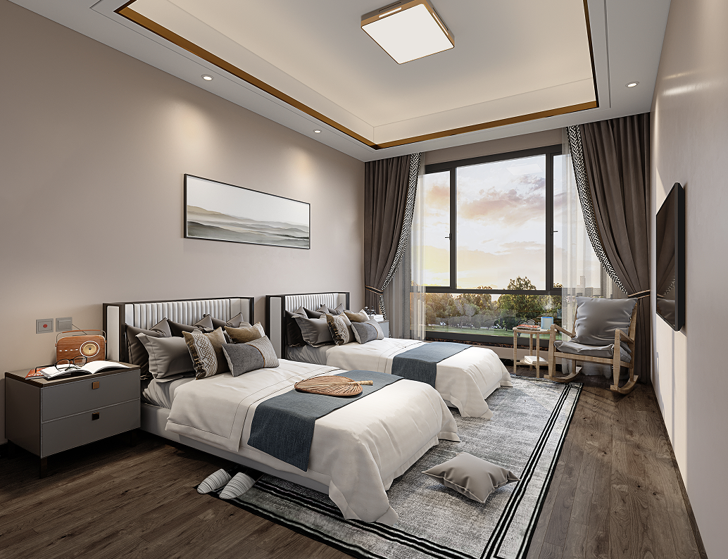 《感恩》老人房给爸妈最好采光的朝南老人房,大进深,可容纳双床设计